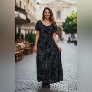 Navy Blue Polka Dot Dress